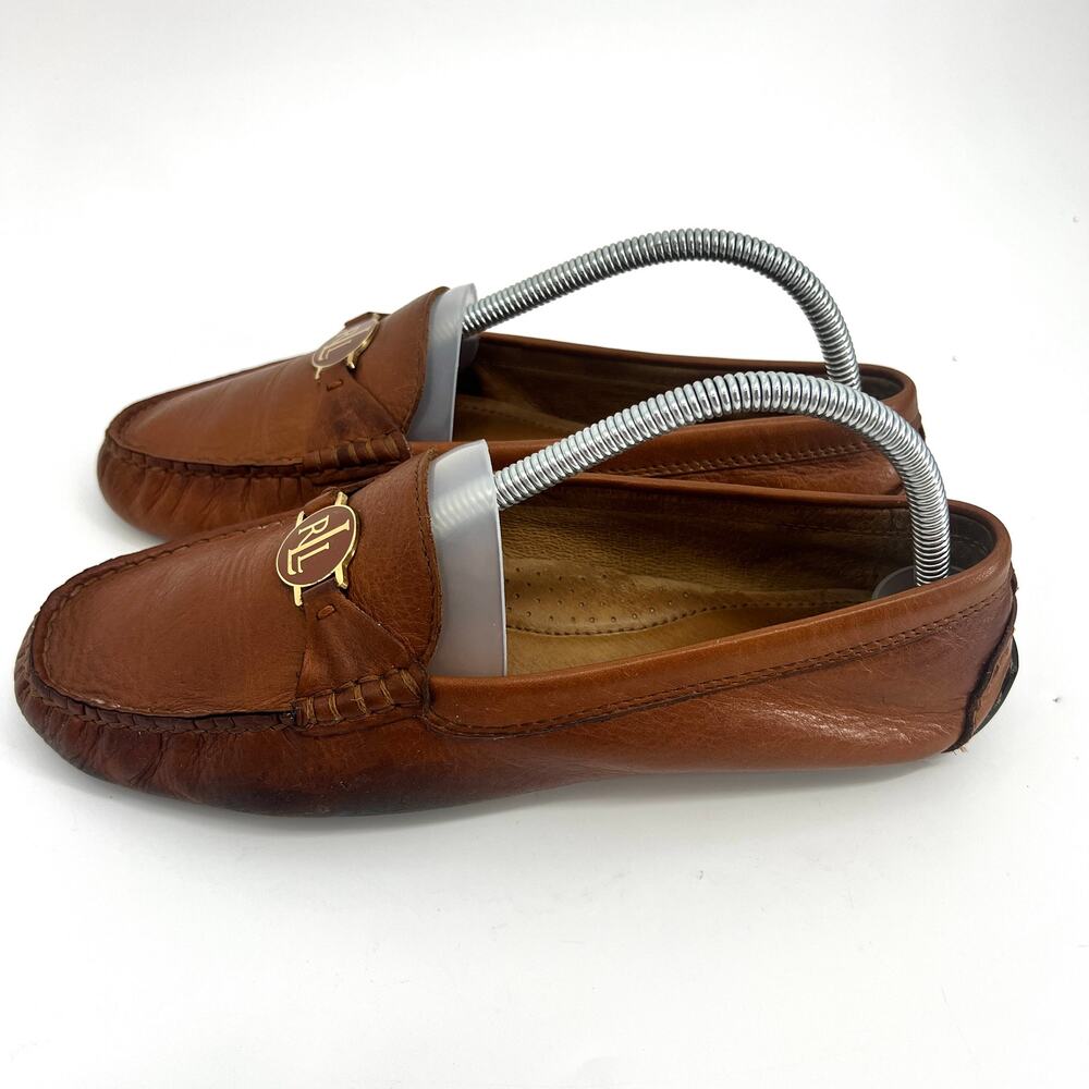 Lauren Ralph Lauren Womens Carley Driving Mocs Camel Tan Shoes Size 9.5